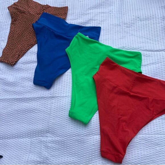 AERIE High Waist Cut Cheeky Botton Swimsuit Size XS Lot of 4 Crossover Neon - Picture 10 of 14